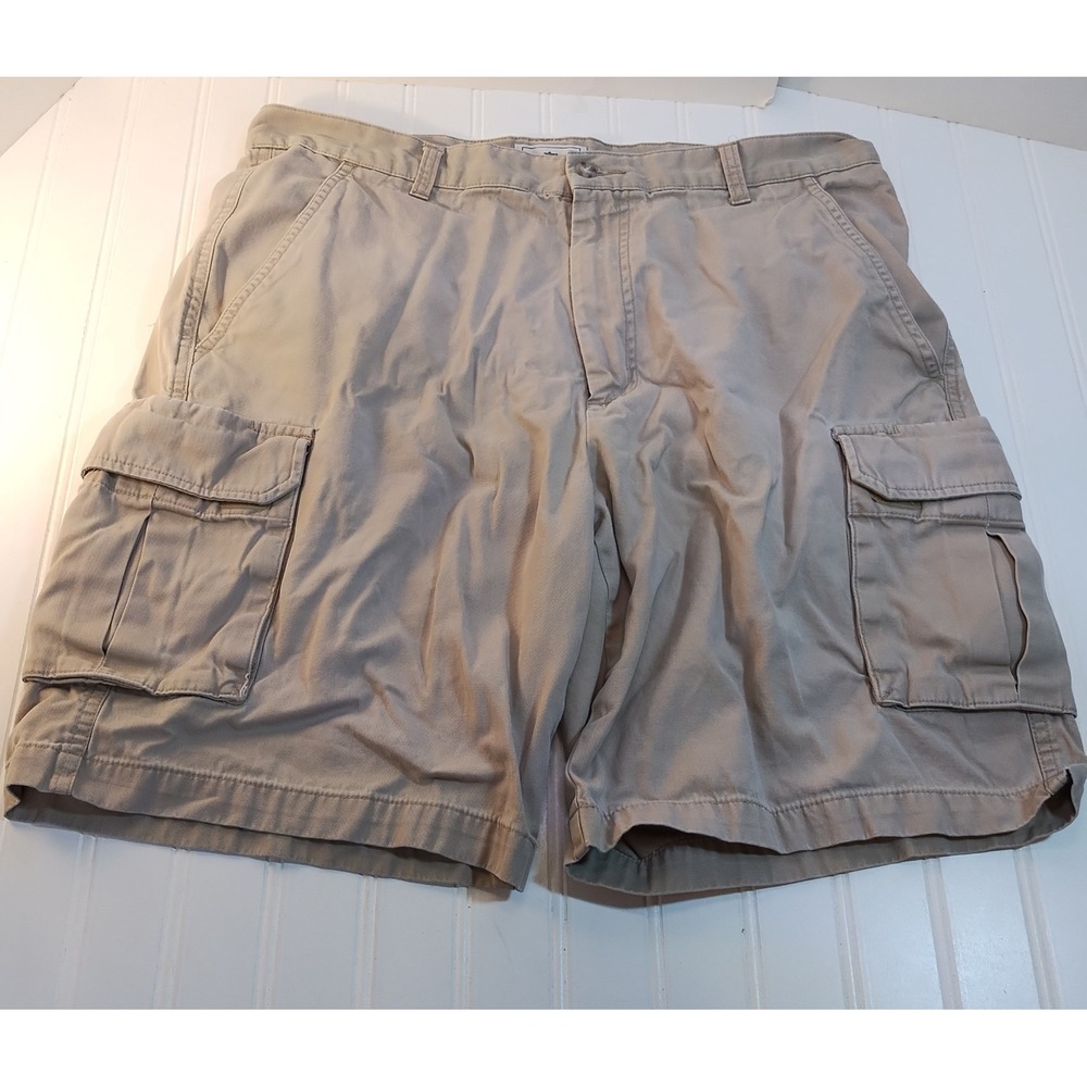 Dockers Mens Cargo Shorts Tan Khaki Relaxed Fit Flat Front W36 Utility GorpCore
